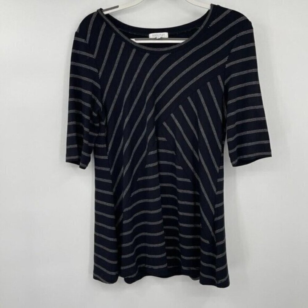 Habitat Womens Top Small Black Striped Casual Pullover Stretchy Rayon Classic